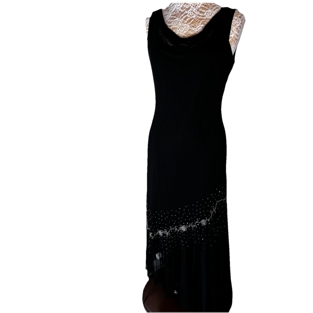 Vtg Stenay Maxi Dress Asymmetrical Ruffle Fairy Bias Beaded 10 Y2K Whimsygoth‎